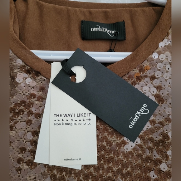 ottod'ame brown sequin tshirt dress size 10 - Picture 4 of 9